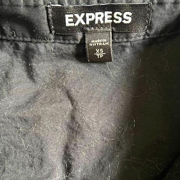 EXPRESS BLACK BUTTON UP BLOUSE WITH RUFFLE/PUFF SHOULDERS AND BELL SLEEVES XS - Picture 5 of 6